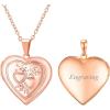 U7 Women Locket Necklace Platinum 14K Gold Photo Lockets that Hold Picture,Chain 20 Inch Personalized Gift Custom Love Heart Image Necklaces(03# Rose Gold*2 Heart)