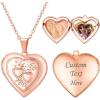 U7 Women Locket Necklace Platinum 14K Gold Photo Lockets that Hold Picture,Chain 20 Inch Personalized Gift Custom Love Heart Image Necklaces(03# Rose Gold*2 Heart)
