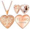 U7 Women Locket Necklace Platinum 14K Gold Photo Lockets that Hold Picture,Chain 20 Inch Personalized Gift Custom Love Heart Image Necklaces(04# Rose Gold(Tree of Life))