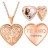 U7 Women Locket Necklace Platinum 14K Gold Photo Lockets that Hold Picture,Chain 20 Inch Personalized Gift Custom Love Heart Image Necklaces(04# Rose Gold(Tree of Life))