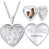 U7 Women Locket Necklace Platinum 14K Gold Photo Lockets that Hold Picture,Chain 20 Inch Personalized Gift Custom Love Heart Image Necklaces(04# Stainless(Tree of Life))