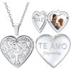 U7 Women Locket Necklace Platinum 14K Gold Photo Lockets that Hold Picture,Chain 20 Inch Personalized Gift Custom Love Heart Image Necklaces(04# Stainless(Tree of Life))