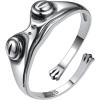 SILVERCUTE 925 Sterling Silver Band Rings Cat Rings for Women,Adjustable 925 Silver/18K Gold Plated Band Ring,Cat/Panda Ring(Frog-Silver)