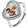 SILVERCUTE 925 Sterling Silver Band Rings Cat Rings for Women,Adjustable 925 Silver/18K Gold Plated Band Ring,Cat/Panda Ring(Heart-Silver (Custom))