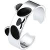 SILVERCUTE 925 Sterling Silver Band Rings Cat Rings for Women,Adjustable 925 Silver/18K Gold Plated Band Ring,Cat/Panda Ring(Panda-Silver)