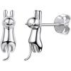 SILVERCUTE 925 Sterling Silver Earrings for Women,Silver Cat/Dinosaur/Devil Horn/Leaf/Snake/Skeleton Various Stud Earrings or Ear Cuffs(02.silver cat stud earrings)