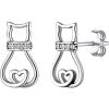 SILVERCUTE 925 Sterling Silver Earrings for Women,Silver Cat/Dinosaur/Devil Horn/Leaf/Snake/Skeleton Various Stud Earrings or Ear Cuffs(03.cz cat stud)