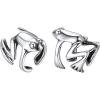 SILVERCUTE 925 Sterling Silver Earrings for Women,Silver Cat/Dinosaur/Devil Horn/Leaf/Snake/Skeleton Various Stud Earrings or Ear Cuffs(07.Frog cuff/1 pair)