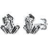 SILVERCUTE 925 Sterling Silver Earrings for Women,Silver Cat/Dinosaur/Devil Horn/Leaf/Snake/Skeleton Various Stud Earrings or Ear Cuffs(13.Frog stud/1 pair)