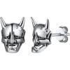 SILVERCUTE 925 Sterling Silver Earrings for Women,Silver Cat/Dinosaur/Devil Horn/Leaf/Snake/Skeleton Various Stud Earrings or Ear Cuffs(14.Devil horn stud/1 pair)