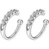 SILVERCUTE 925 Sterling Silver Earrings for Women,Silver Cat/Dinosaur/Devil Horn/Leaf/Snake/Skeleton Various Stud Earrings or Ear Cuffs(23.CZ cuff/1 pair)