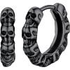SILVERCUTE 925 Sterling Silver Earrings for Women,Silver Cat/Dinosaur/Devil Horn/Leaf/Snake/Skeleton Various Stud Earrings or Ear Cuffs(25.Skull hoop/black)