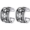 SILVERCUTE 925 Sterling Silver Earrings for Women,Silver Cat/Dinosaur/Devil Horn/Leaf/Snake/Skeleton Various Stud Earrings or Ear Cuffs(c.Skulls cuff/1 pair)