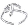 SILVERCUTE S925 Initial Rings, Adjustable Size 6-12 Statement Alphabet Letter A-Z Jewelry Personalized Twisted Initials Rings Sterling Silver Stacking Ring for Women(Silver T)
