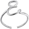 SILVERCUTE S925 Initial Rings, Adjustable Size 6-12 Statement Alphabet Letter A-Z Jewelry Personalized Twisted Initials Rings Sterling Silver Stacking Ring for Women(Silver E)