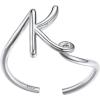SILVERCUTE S925 Initial Rings, Adjustable Size 6-12 Statement Alphabet Letter A-Z Jewelry Personalized Twisted Initials Rings Sterling Silver Stacking Ring for Women(Silver K)