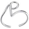 SILVERCUTE S925 Initial Rings, Adjustable Size 6-12 Statement Alphabet Letter A-Z Jewelry Personalized Twisted Initials Rings Sterling Silver Stacking Ring for Women(Silver P)