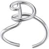 SILVERCUTE S925 Initial Rings, Adjustable Size 6-12 Statement Alphabet Letter A-Z Jewelry Personalized Twisted Initials Rings Sterling Silver Stacking Ring for Women(Silver D)