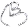 SILVERCUTE S925 Initial Rings, Adjustable Size 6-12 Statement Alphabet Letter A-Z Jewelry Personalized Twisted Initials Rings Sterling Silver Stacking Ring for Women(Silver B)