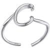 SILVERCUTE S925 Initial Rings, Adjustable Size 6-12 Statement Alphabet Letter A-Z Jewelry Personalized Twisted Initials Rings Sterling Silver Stacking Ring for Women(Silver C)