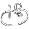 SILVERCUTE S925 Initial Rings, Adjustable Size 6-12 Statement Alphabet Letter A-Z Jewelry Personalized Twisted Initials Rings Sterling Silver Stacking Ring for Women(Silver H)