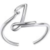 SILVERCUTE S925 Initial Rings, Adjustable Size 6-12 Statement Alphabet Letter A-Z Jewelry Personalized Twisted Initials Rings Sterling Silver Stacking Ring for Women(Silver L)