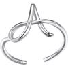 SILVERCUTE S925 Initial Rings, Adjustable Size 6-12 Statement Alphabet Letter A-Z Jewelry Personalized Twisted Initials Rings Sterling Silver Stacking Ring for Women(Silver A)