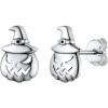 SILVERCUTE Skull Stud Earrings, Men Womens Personalized Punk Gothic Earrings, Sterling Silver Bat/Fire/Skeleton/Skull Hand Earrings for Halloween Party, Hypoallergenic(08-Pumpkin)