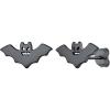 SILVERCUTE Skull Stud Earrings, Men Womens Personalized Punk Gothic Earrings, Sterling Silver Bat/Fire/Skeleton/Skull Hand Earrings for Halloween Party, Hypoallergenic(04-Bat Black)