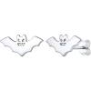 SILVERCUTE Skull Stud Earrings, Men Womens Personalized Punk Gothic Earrings, Sterling Silver Bat/Fire/Skeleton/Skull Hand Earrings for Halloween Party, Hypoallergenic(04-Bat Silver)