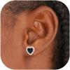 U7 925 Sterling Silver Black Onyx Stud Earrings with Viking Rune Cubic Zirconia Earrings for Men Women(2.Heart Onyx with CZ-Silver)