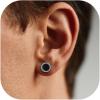 U7 925 Sterling Silver Black Onyx Stud Earrings with Viking Rune Cubic Zirconia Earrings for Men Women(5.Round Onyx with CZ-Black)