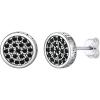 U7 925 Sterling Silver Black Onyx Stud Earrings with Viking Rune Cubic Zirconia Earrings for Men Women(7.Round-Side Rune with CZ-Silver)
