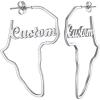 U7 African Map Earrings, Stainless Steel/Black/18K Gold Plated Exaggerated Hollow Out Earrings,Africa Dangle Earrings, Map of Africa Stud Earrings, Custom Name Earrings for Women(Custom Name-Stainless-45MM)