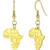 U7 African Map Earrings, Stainless Steel/Black/18K Gold Plated Exaggerated Hollow Out Earrings,Africa Dangle Earrings, Map of Africa Stud Earrings, Custom Name Earrings for Women(Nation Boundary-Gold)