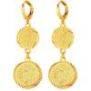 U7 Allah Necklace for Women/Men, 18K Gold Plated Square/Oval/Coin/Heart/Crescent Moon Islamic Pendant Necklace Muslim Jewelry with Chain(09.Ancient Coin Earrings)