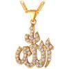 U7 Allah Pendant Necklace with Chain Platinum / 18K Gold Plated Muslim Jewelry Islamic Pendant(01.Gold Iced Out)