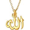 U7 Allah Pendant Necklace with Chain Platinum / 18K Gold Plated Muslim Jewelry Islamic Pendant(01.Polished Gold)