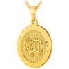 U7 Allah Pendant Necklace with Chain Platinum / 18K Gold Plated Muslim Jewelry Islamic Pendant(05.Gold Plated)