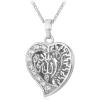 U7 Allah Pendant Necklace with Chain Platinum / 18K Gold Plated Muslim Jewelry Islamic Pendant(07.Platinum Half Crystal Heart)
