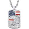 U7 Animals Necklace for Women Stainless Steel Pig/Dog/Elephant Pendant Necklace Lucky Jewelry(American Flag-CZ)