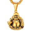 U7 Animals Necklace for Women Stainless Steel Pig/Dog/Elephant Pendant Necklace Lucky Jewelry(Buddha-Gold)