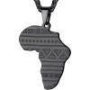 U7 Animals Necklace for Women Stainless Steel Pig/Dog/Elephant Pendant Necklace Lucky Jewelry(Ethnic Pattern Map-Black)