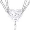 U7 BFF Necklace for 2/3/4/5/6 Women Girls Stainless Steel Personalized Family/Sibling/Friendship Jewelry Set Custom Best Friend Name Engrave Heart Puzzle Matching Pendant Necklaces(Heart Set of 5-Stainless-Customized)
