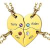 U7 BFF Necklace for 2/3/4/5/6 Women Girls Stainless Steel Personalized Family/Sibling/Friendship Jewelry Set Custom Best Friend Name Engrave Heart Puzzle Matching Pendant Necklaces(Heart Set of 4-Gold & Birthstone)