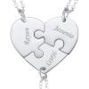 U7 BFF Necklace for 2/3/4/5/6 Women Girls Stainless Steel Personalized Family/Sibling/Friendship Jewelry Set Custom Best Friend Name Engrave Heart Puzzle Matching Pendant Necklaces(Heart Set of 3-Stainless-Customized)
