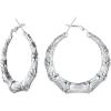 U7 Bamboo Earrings for Women 18K Gold Plated/Stainless Steel/Personalized Black Statement Extra Large Hoop Earrings 80s 90s Custom Name Huggie Earrings for Party Fashion Jewlery(03.Stainless Steel)