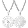 U7 Bible Verse Necklaces for Men Women Stainless Steel/18K Gold Plated Prayer Hands Coin Medal Pendant Necklace Christan Jewlery Gift (22-26Inch)(01-Bright Steel)
