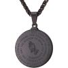 U7 Bible Verse Necklaces for Men Women Stainless Steel/18K Gold Plated Prayer Hands Coin Medal Pendant Necklace Christan Jewlery Gift (22-26Inch)(01-Deep Black)
