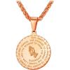 U7 Bible Verse Necklaces for Men Women Stainless Steel/18K Gold Plated Prayer Hands Coin Medal Pendant Necklace Christan Jewlery Gift (22-26Inch)(01-Rose Gold)